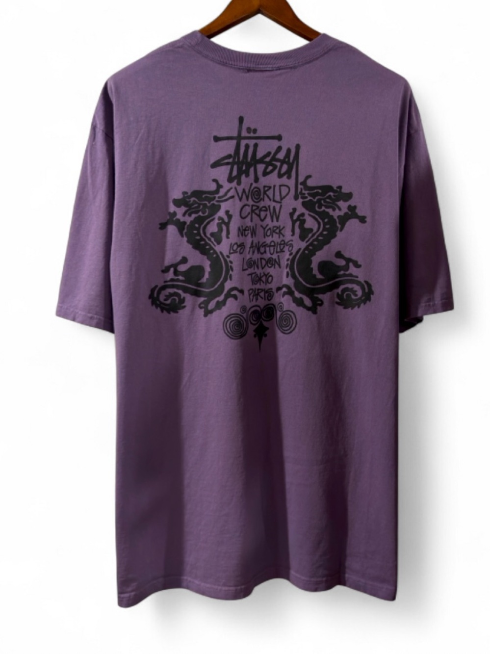 Stüssy World Crew Double Dragon Purple T-shirt Size Men’s Medium